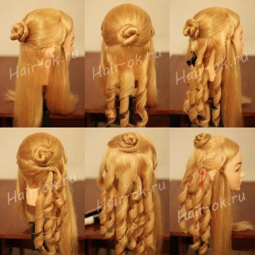 Прическа с каскадными локонами на бок. 05 Прическа с каскадными локонами на бок. 05