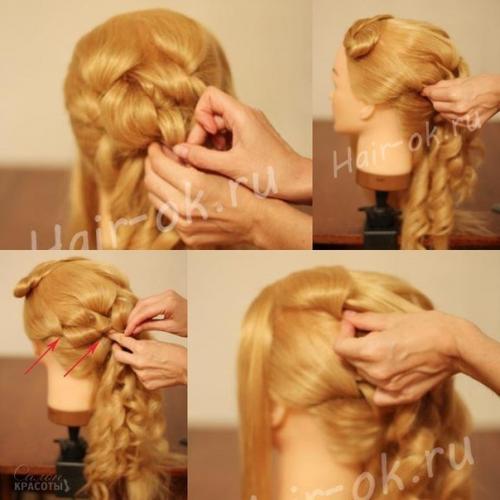 Прическа с каскадными локонами на бок. 07 Прическа с каскадными локонами на бок. 07