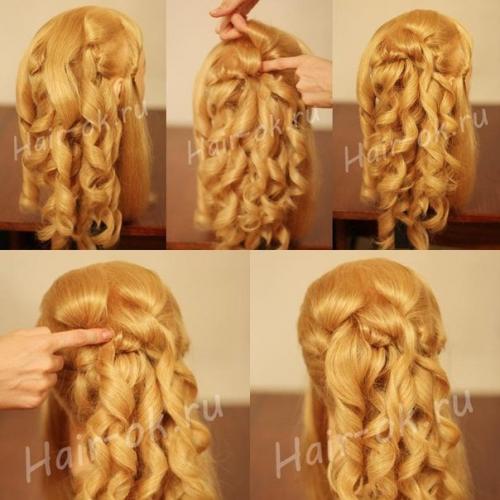 Прическа с каскадными локонами на бок. 03 Прическа с каскадными локонами на бок. 03