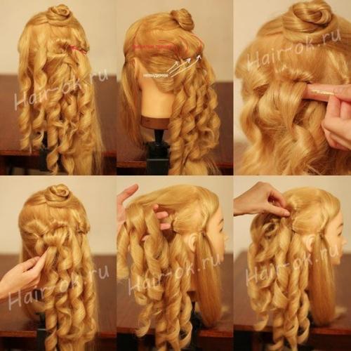 Прическа с каскадными локонами на бок. 06 Прическа с каскадными локонами на бок. 06