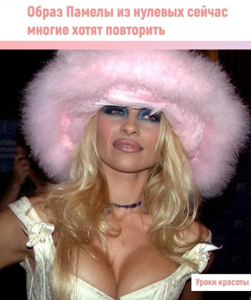Памела Андерсон сейчас почти не красится, но в конце девяностых и начале нулевых у неё был совсем другой образ. 
