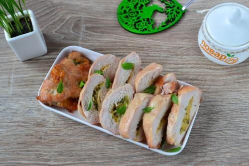 Куриные кармашки со шпинатом и чесноком. 06