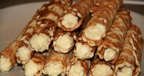 Вафельные трубочки - хрустящие в электровафельнице с заварным кремом. 05