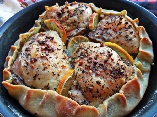 Курица, запечённая в съедобной тарелке. 01 Курица, запечённая в съедобной тарелке. 01