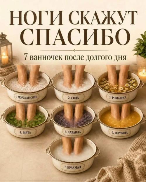 После долгого дня тёплая ванночка для ног - простой способ расслабиться, согреться и привести стопы в порядок.  