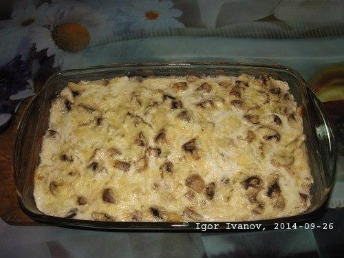 Куриная запеканка с грибами. 06