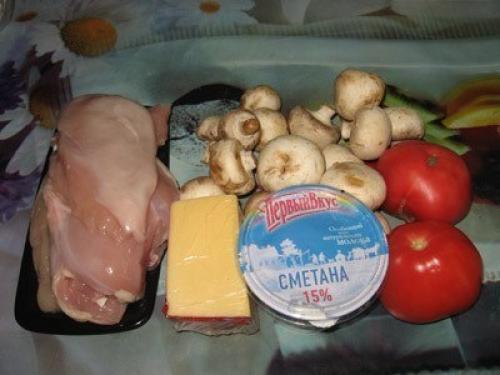 Куриная запеканка с грибами. 01