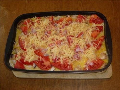 Свинина, запеченная с овощами под соусом бешамель. 08 Свинина, запеченная с овощами под соусом бешамель. 08