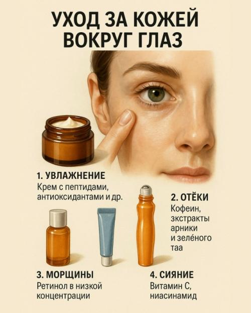 Кожа вокруг глаз в 4 раза тоньше, чем на лице.  