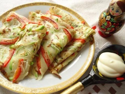 Вкусные блины с припеком.