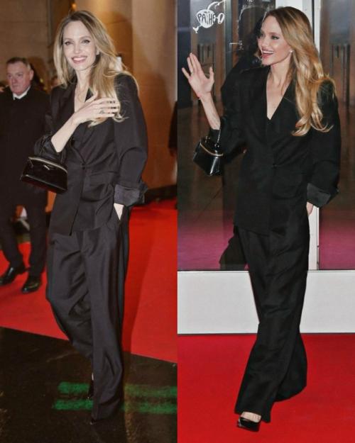 Богиня Анджелина Джоли впервые вышла в свет в 2026 году и посетила премьеру фильма Couture в Париже. 02