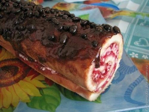 Бисквитный рулет с малиной. 09 Бисквитный рулет с малиной. 09