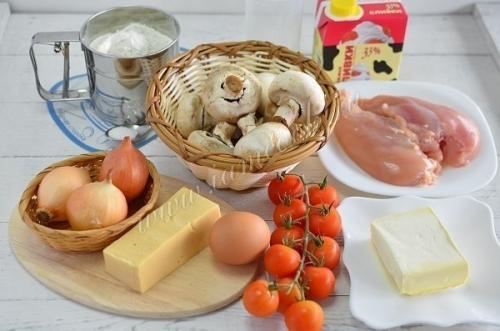 Открытый пирог Киш Лорен с курицей и грибами. 01 Открытый пирог Киш Лорен с курицей и грибами. 01