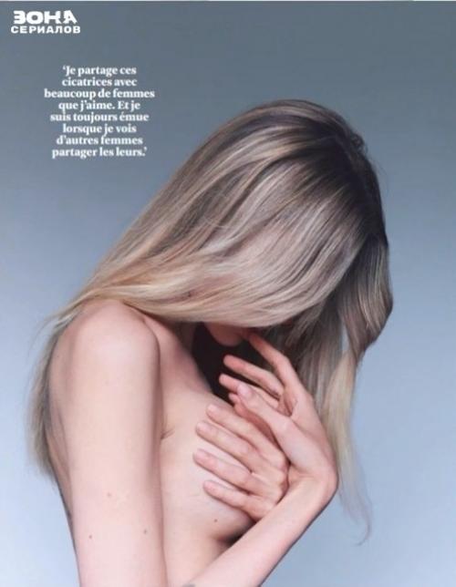 Анджелина Джоли стала героиней первого печатного номера французского Time, показав шрам после профилактической мастэктомии 2013 года. 01