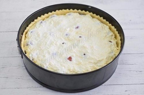 Открытый пирог Киш Лорен с курицей и грибами. 07