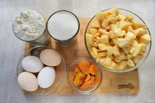 Шарлотка с курагой и яблоками. 02 Шарлотка с курагой и яблоками. 02