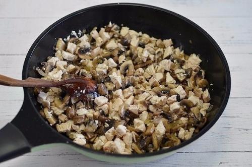 Открытый пирог Киш Лорен с курицей и грибами. 03