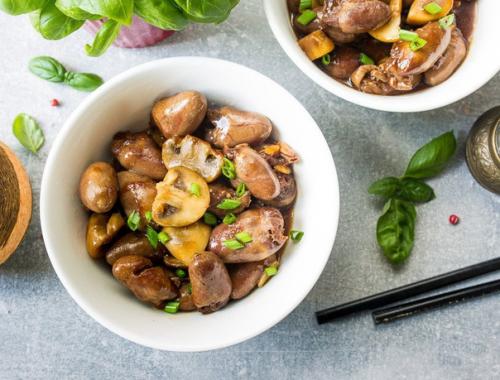 Куриные сердечки в соусе терияки. Куриные сердечки в соусе терияки.