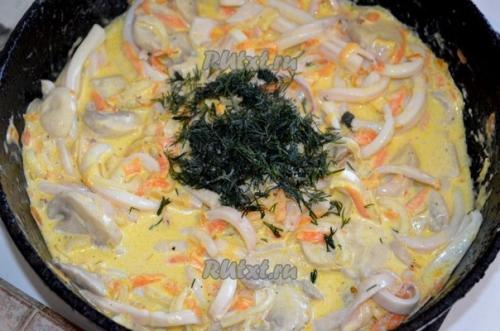 Рецепт кальмаров в сметанном соусе. 07 Рецепт кальмаров в сметанном соусе. 07