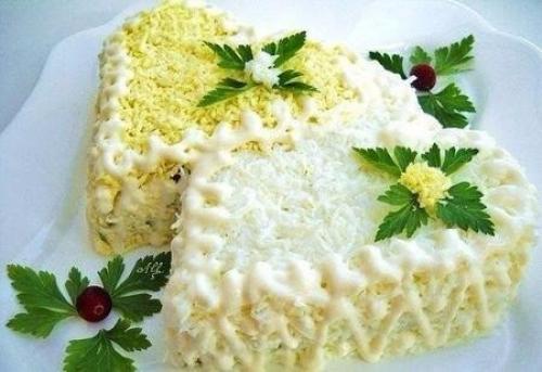 Салат ДВА Белых Сердца.