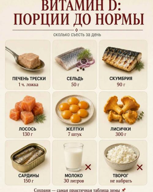Чтобы закрыть дневную норму витамина D молоком, надо выпить 30 литров или съесть одну чайную ложку печени трески. 04 Чтобы закрыть дневную норму витамина D молоком, надо выпить 30 литров или съесть одну чайную ложку печени трески. 04