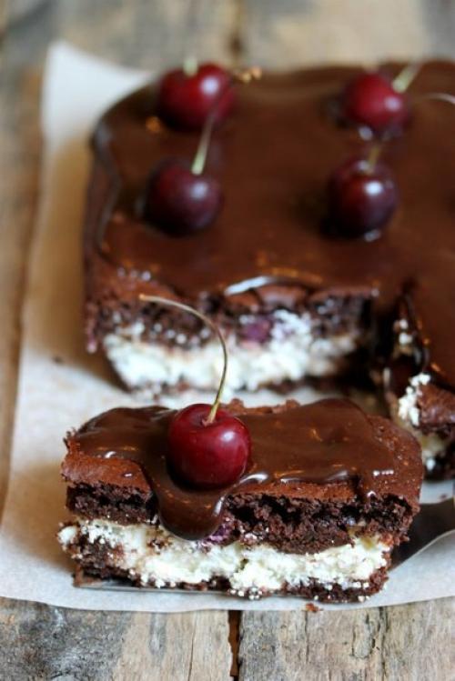 Брауни с творогом, шоколадной помадкой и черешней. 02 Брауни с творогом, шоколадной помадкой и черешней. 02