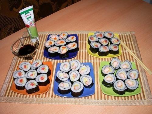 Суши. Рецепт приготовления роллов я нашла на одном из кулинарных сайтов и это мой первый опыт. Суши. Рецепт приготовления роллов я нашла на одном из кулинарных сайтов и это мой первый опыт.