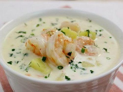Сырный суп с креветками.

