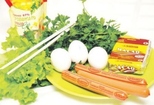 Яйцо в сосиске.  Ингредиенты. 01