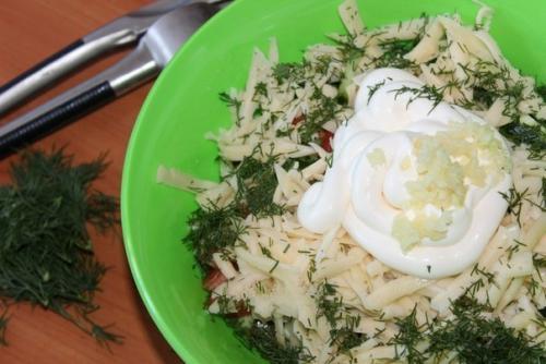 Салат из ветчины, помидоров, огурцов и сыра. 06 Салат из ветчины, помидоров, огурцов и сыра. 06