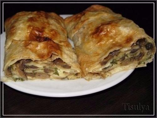 Грибной рулет из лаваша. 04