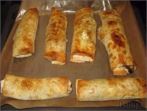 Грибной рулет из лаваша. 03