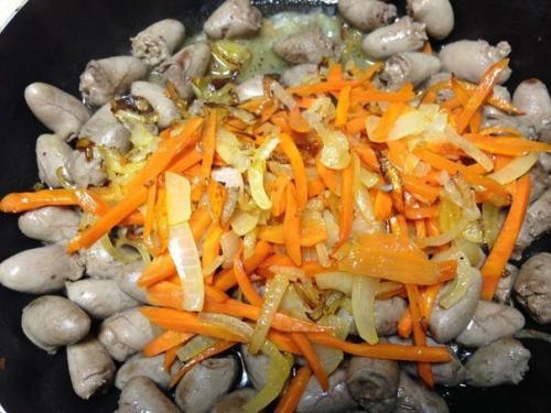 Тушеные куриные сердечки. 03