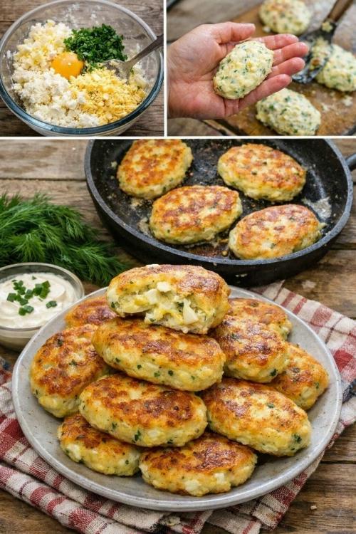 Ленивые пирожки с яйцом и сыром.
