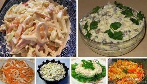 6 простых и вкусных салатов с кальмарами. 6 простых и вкусных салатов с кальмарами.