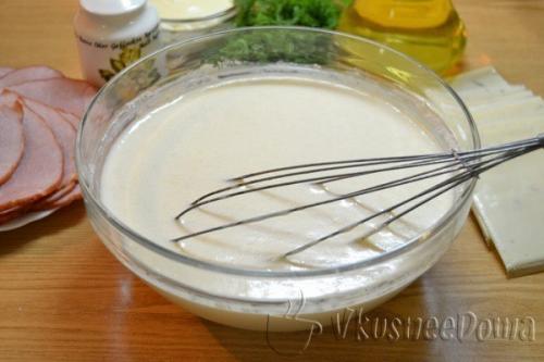 Блинные рулетики с начинкой из ветчины и сыра. 03