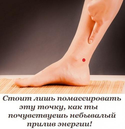 Стоит лишь помассировать эту точку, как ты почувствуешь небывалый прилив энергии! 
