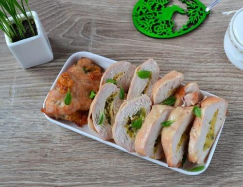 Куриные кармашки со шпинатом и чесноком. Куриные кармашки со шпинатом и чесноком.