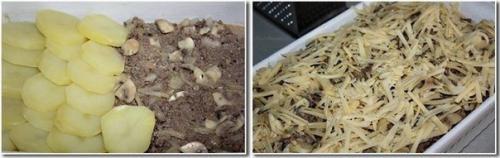 Картофельная запеканка с грибами и куриным фаршем. Картофельная запеканка с фаршем и грибами.