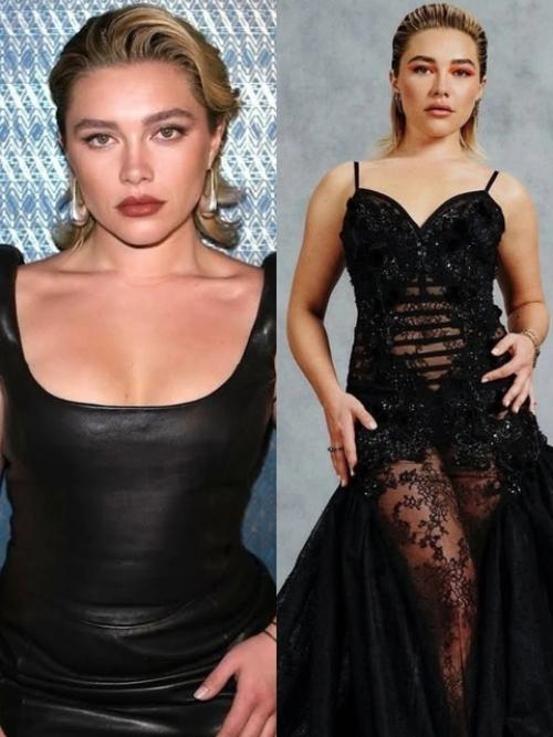 Флоренс пью в чёрном платье во время лондонской премьеры фильма Громовержцы, который получил крайне положительные отзывы кинокритиков. 02