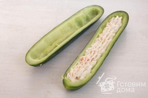 Праздничная закуска из свежего огурца со сливочным сыром. 04 Праздничная закуска из свежего огурца со сливочным сыром. 04
