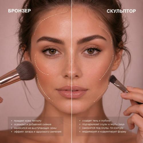 Я заметила, что бронзер и скульптор путают очень многие, хотя они делают на лице совершенно разные вещи. 


