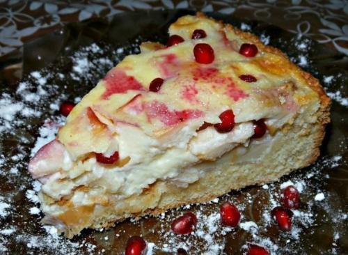 Рецепт бананового пирога. Яблочно - банановый пирог из песочного теста со сметанной заливкой.