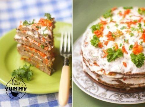 Печеночный торт со сметанным соусом. Печеночный торт со сметанным соусом.