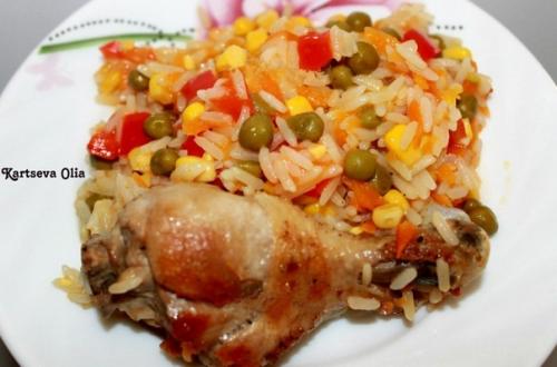 Курица с рисом и овощами по-каталонски. Курица с рисом и овощами по-каталонски.
